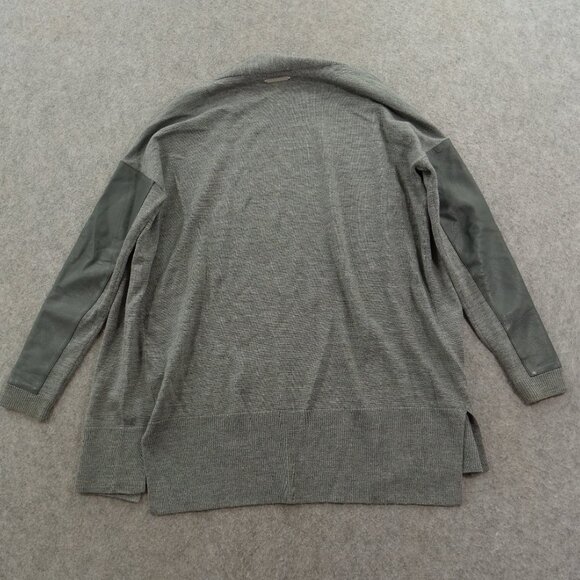 AX Armani Exchange Cardigan Sweater Womens Medium Gray Wool Leather - Picture 2 of 16